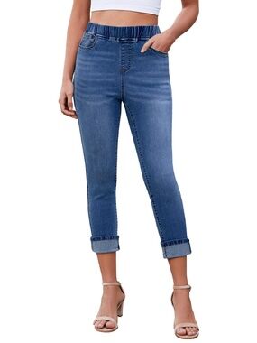 Jeggings For Women Capri Length Dark Blue Jean